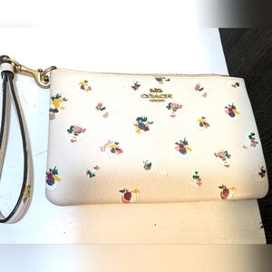 Coach Cream Floral Wristlet